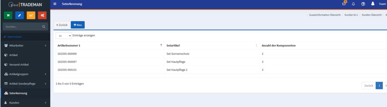Screenshot aus der TRADEMAN Warenwirtschaft_Details der Seterkennung