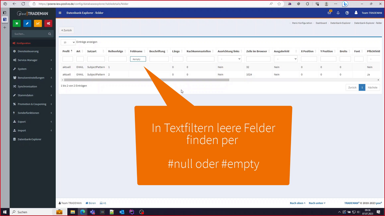 Leere Felder in Datenbanktabellen finden